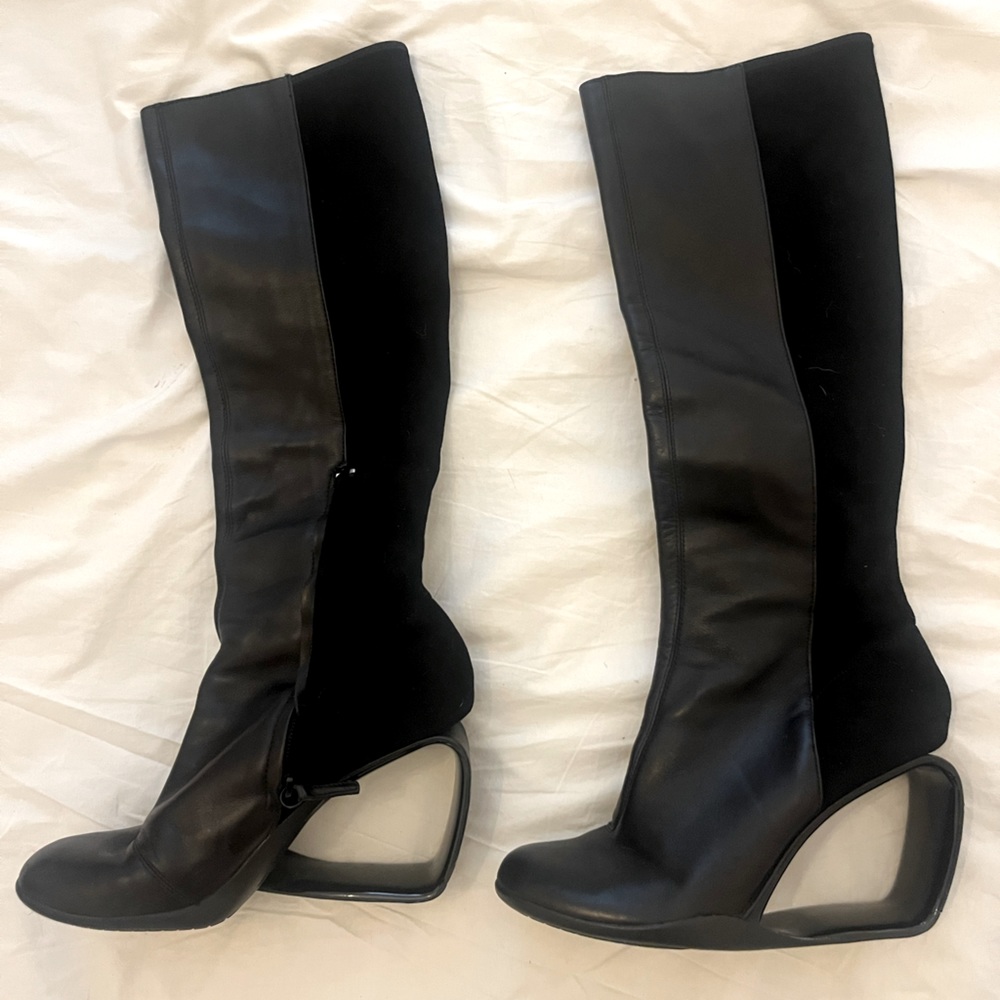 United Nude Mobius black leather & suede boots